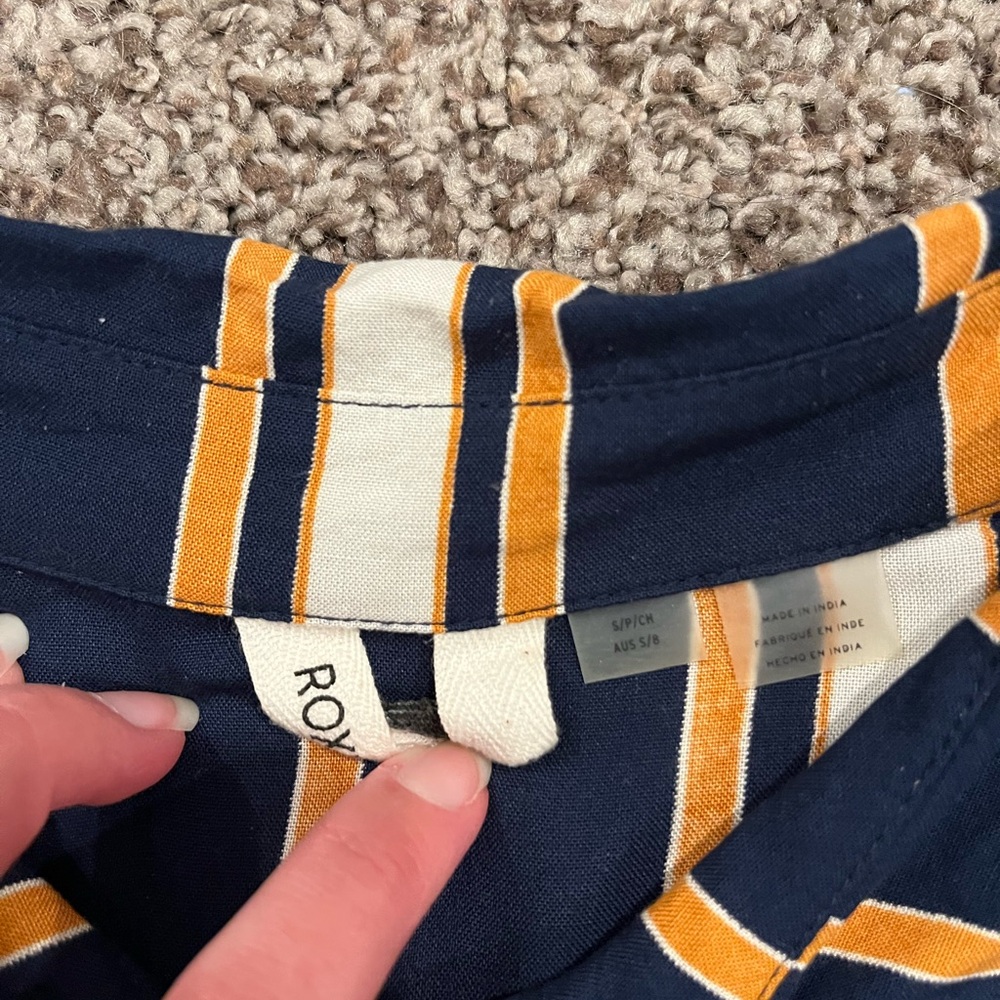 Roxy Vertical Striped Long Sleeve Button Down Blo… - image 3